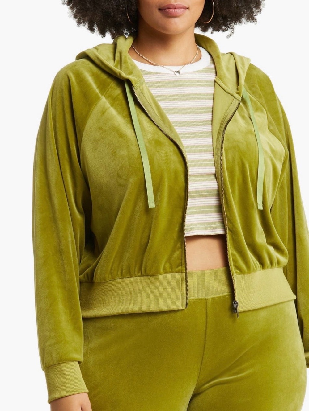 BP. Y2K Velour Zi[p Up Olive Sweatshirt Size 2X